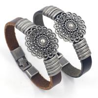 PU Leather Cord Bracelets, Zinc Alloy, with PU Leather & for man Approx 8.26 Inch 