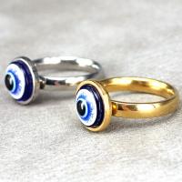 Evil Eye Jewelry Finger Ring, Titanium Steel, Vacuum Ion Plating, Unisex 