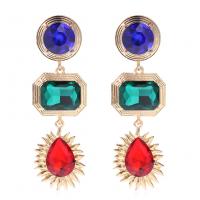 Zinc Alloy Rhinestone Drop Earring, gold color plated, fashion jewelry & for woman & with glass rhinestone 