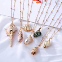 Shell Zinc Alloy Necklace, with Shell, with 7cm extender chain, gold color plated, fashion jewelry & for woman, two different colored .5 cm 