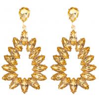 Zinc Alloy Rhinestone Drop Earring, gold color plated, fashion jewelry & for woman & with rhinestone 