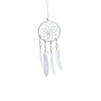 Fashion Dream Catcher, Feather, with Iron, hanging, white, 180mm 