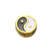 Enamel Zinc Alloy Beads, Flat Round, plated, ying yang & DIY 8mm, Approx 
