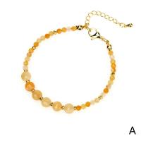 Gemstone Bracelets, Brass, with Gemstone, gold color plated, Adjustable & for woman 3mm,6mm Approx 16-22 cm 