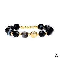Gemstone Bracelets, Brass, with Gemstone, gold color plated, Adjustable & for woman & faceted 4mm,9mm Approx 16-22 cm 