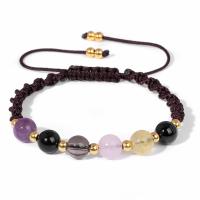 Gemstone Bracelets, with Brass, Round, gold color plated, Adjustable & Unisex 8mm Approx 17-29 cm 