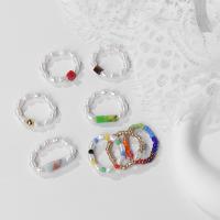 Juego de anillos, Piedra natural, con Seedbead & Jaspe Impresión & Perlas plásticas, tres piezas & para mujer, más colores para la opción, 5-6mm,4x13mm, diámetro interior:aproximado 20mm, 3PCs/Set, Vendido por Set