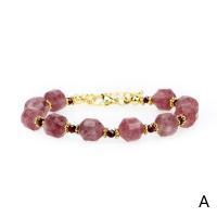 Gemstone Bracelets, Brass, with Gemstone, gold color plated, Adjustable & Unisex & faceted 3mm,8mm Approx 16-22 cm 