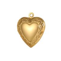 Messing Medaillon Anhänger, Herz, 14 K vergoldet, für Frau, 19x22.5mm, verkauft von PC