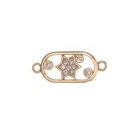 Cubic Zirconia Micro Pave Brass Connector, with Cubic Zirconia, 14K gold plated, DIY & 1/1 loop & hollow 