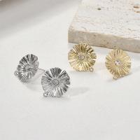 Brass Earring Drop Component, Daisy, plated, DIY & micro pave cubic zirconia 