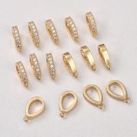 Perles de pendentif en cuivre, laiton, larme, Placage de couleur d'or, DIY & pavé de micro zircon, doré Vendu par PC
