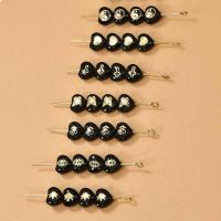 Black Shell Beads, with Brass, gold color plated, DIY & enamel, black 