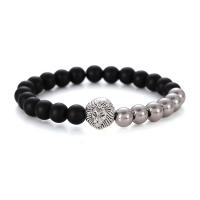 Gemstone Bracelets, Natural Stone, with 304 Stainless Steel & Zinc Alloy, fashion jewelry & for man 8mm Approx 7.68 Inch 