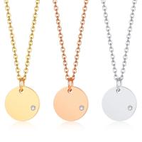 Stainless Steel Jewelry Necklace, 304 Stainless Steel, Round, fashion jewelry & for woman & with rhinestone 13mm Approx 17.7-20 Inch 
