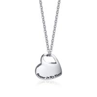 Cremation Jewelry Ashes Urn Necklace, Titanium Steel, Heart, polished, fashion jewelry & Unisex original color Approx 19.7 Inch 