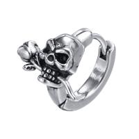 Stainless Steel Huggie Hoop Earring, 304 Stainless Steel, Skull, polished, fashion jewelry & for man, original color, 13.5mm,14mm 