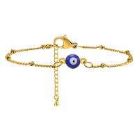 Evil Eye Jewelry Bracelet, 304 Stainless Steel, with Acrylic, with 1.97inch extender chain, fashion jewelry & for woman, golden, 6mm Approx 6.3 Inch 