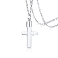 Cremation Jewelry Ashes Urn Necklace, 304 Stainless Steel, with Glass, Cross, fashion jewelry & Unisex original color Approx 23.62 Inch 