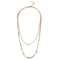 Stainless Steel Jewelry Necklace, 304 Stainless Steel, with 1.97inch extender chain, Double Layer & fashion jewelry & Unisex 2.5mm,4mm Approx 17.72 Inch, Approx 21.65 Inch 