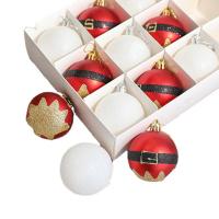 Plastic Christmas Tree Decoration, with paper box, Round, brushwork, DIY & Christmas jewelry 6cm 
