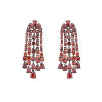 Fashion Fringe Earrings, Brass, Teardrop, plated, fashion jewelry & micro pave cubic zirconia & for woman 