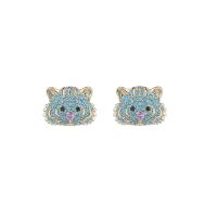 Cubic Zirconia Micro Pave Brass Earring, Tiger, plated, fashion jewelry & micro pave cubic zirconia & for woman 
