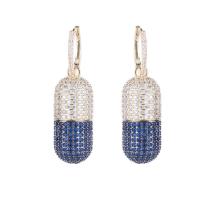 Huggie Hoop Drop Earring, Brass, Capsule, gold color plated, fashion jewelry & micro pave cubic zirconia & for woman 