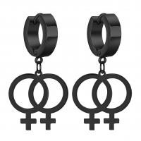 Huggie Hoop Drop Earring, Titanium Steel, Vacuum Ion Plating, fashion jewelry & for woman 33.3mm 