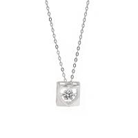 Cubic Zirconia Micro Pave Sterling Silver Necklace, 925 Sterling Silver, silver color plated, micro pave cubic zirconia & for woman, silver color, 9mm Approx 17.7 Inch 