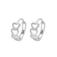 Sterling Silver Huggie Hoop Earring, 925 Sterling Silver, Heart, silver color plated, fashion jewelry & for woman, silver color, 11mm 