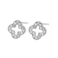 Cubic Zirconia Micro Pave Sterling Silver Earring, 925 Sterling Silver, silver color plated, micro pave cubic zirconia & for woman, silver color, 8mm 
