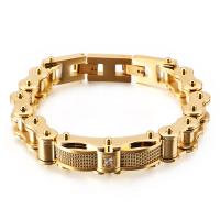 Titanium Steel Bracelet, Vacuum Ion Plating, micro pave cubic zirconia & for man 15mm Approx 8.66 Inch 