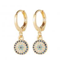 Huggie Hoop Drop Earring, Brass, gold color plated & micro pave cubic zirconia & for woman 