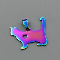 Stainless Steel Animal Pendants, 304 Stainless Steel, Cat, polished, DIY 