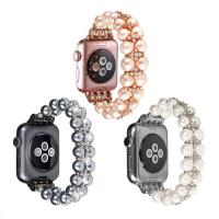 Bande de montre en acier inoxydable, alliage de zinc, avec perle de plastique, pour montre apple & normes différentes pour le choix & pour femme & avec strass, plus de couleurs à choisir, Vendu par PC