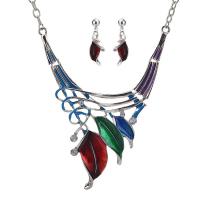 Rhinestone Zinc Alloy Jewelry Set, earring & necklace, 2 pieces & fashion jewelry & for woman & enamel & with rhinestone Approx 17.72 Inch 