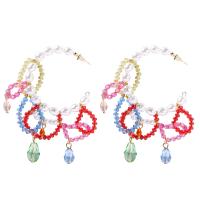 Crystal Drop Earring, Resin, with ABS Plastic Pearl & Crystal, fashion jewelry & for woman, multi-colored 