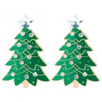 Christmas Earrings, Zinc Alloy, Christmas Tree, gold color plated, fashion jewelry & for woman & enamel & with rhinestone 