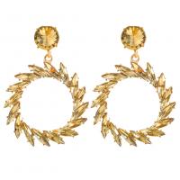 Zinc Alloy Rhinestone Drop Earring, gold color plated, fashion jewelry & for woman & with rhinestone 