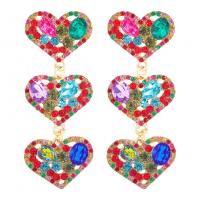 Zinc Alloy Rhinestone Drop Earring, Heart, gold color plated, fashion jewelry & for woman & with rhinestone 