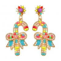 Zinc Alloy Rhinestone Drop Earring, with Seedbead, gold color plated, fashion jewelry & for woman & with rhinestone 