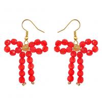 Crystal Drop Earring, Zinc Alloy, with Crystal, Bowknot, gold color plated, fashion jewelry & for woman 