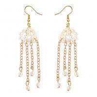 Fashion Fringe Earrings, Zinc Alloy, with ABS Plastic Pearl, gold color plated, fashion jewelry & for woman, two different colored 