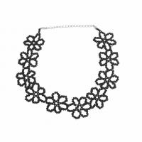Collar de perlas de cristal semilla, Seedbead, con aleación de zinc, Joyería & para mujer, Negro, longitud:36-43 cm, Vendido por UD