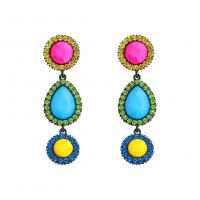 Zinc Alloy Rhinestone Drop Earring, with Resin, fashion jewelry & for woman & with rhinestone, multi-colored 