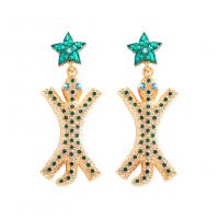 Zinc Alloy Rhinestone Drop Earring, gold color plated, fashion jewelry & for woman & with rhinestone 