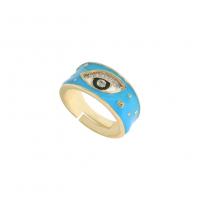 Anillo de dedo de aleación de Zinc, Joyería & patrón de malvado de ojo & para mujer & esmalte & con diamantes de imitación, más colores para la opción, 18x9mm, Vendido por UD