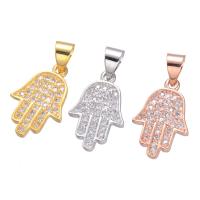 Cubic Zirconia Micro Pave Brass Pendant, with Cubic Zirconia, Hand, plated, fashion jewelry & DIY 