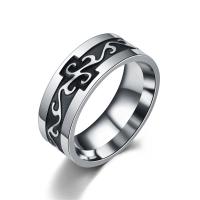 Titanium Steel Finger Ring, Donut, mixed ring size & for man & enamel, black, 7mm, US Ring 